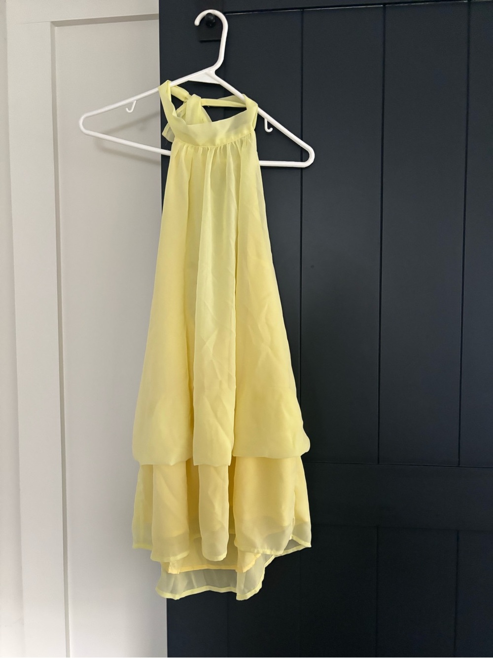 Yellow Halter Neck chiffon Layered Mini Dress size s - Picture 3 of 4